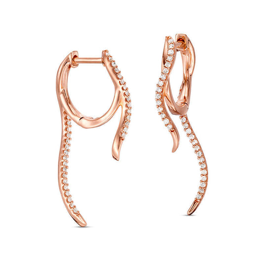 0.25 CT. T.W. Diamond Wave Front/Back Earrings in 10K Rose Gold