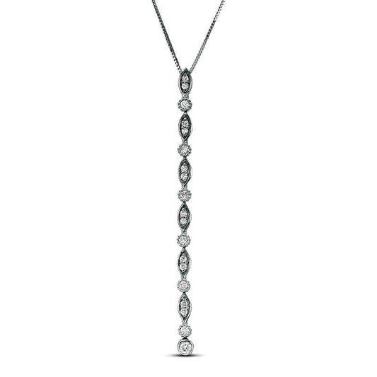 0.25 CT. T.W. Natural Diamond Art Deco Linear Pendant in 10K White Gold