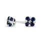 Quad Blue Sapphire and Diamond Accent Stud Earrings in 10K White Gold