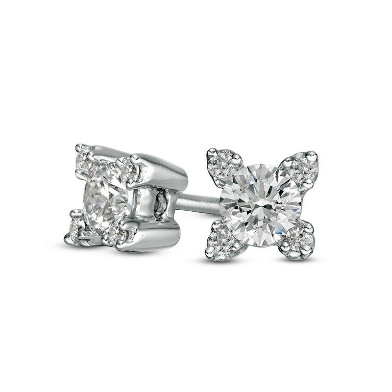 0.5 CT. T.W. Diamond Starburst Stud Earrings in 14K White Gold