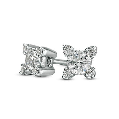 0.5 CT. T.W. Diamond Starburst Stud Earrings in 14K White Gold