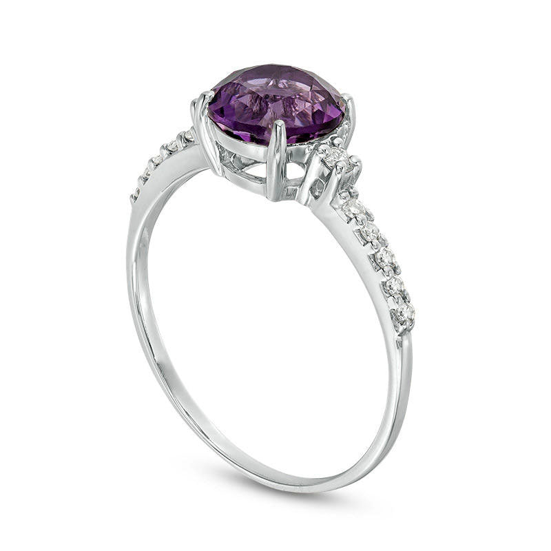 7.0mm Amethyst and 0.13 CT. T.W. Natural Diamond Engagement Ring in Solid 10K White Gold