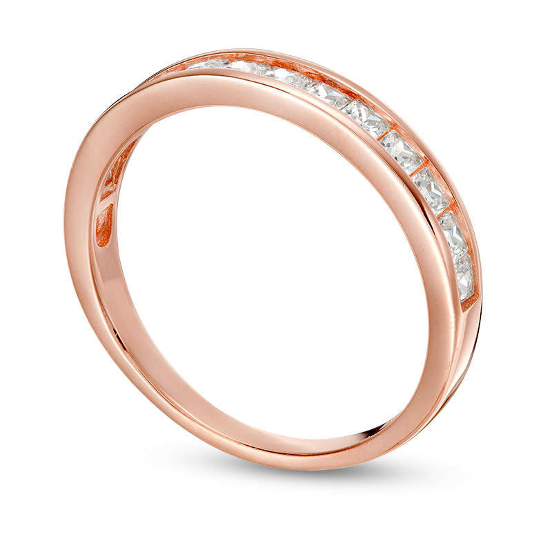 Princess-Cut Lab-Created White Sapphire Channel-Set Wedding Band in Sterling Silver with Solid 14K Rose Gold Plate