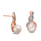 8.0 - 8.5mm Cultured Freshwater Pearl and 0.07 CT. T.W. Diamond Infinity Twist Drop Earrings in 10K Rose Gold
