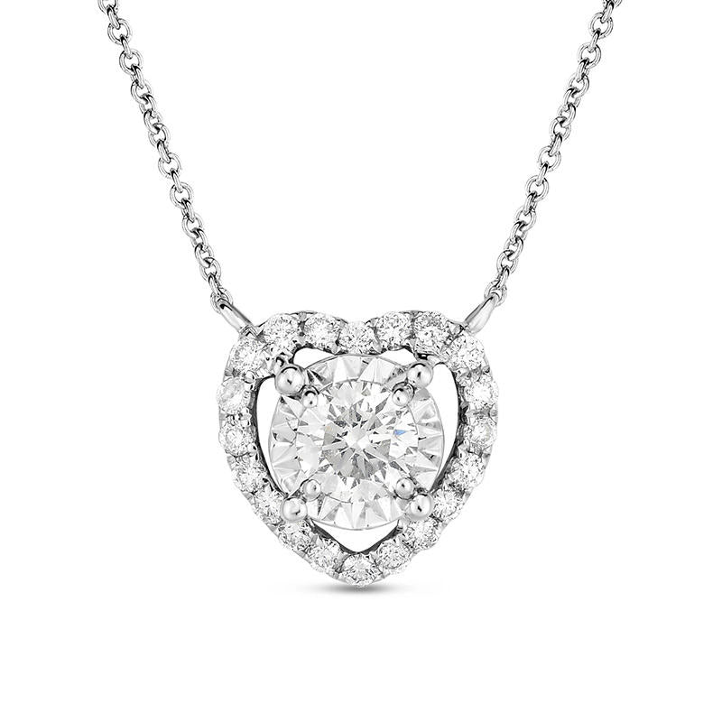 0.33 CT. T.W. Natural Diamond Heart Frame Pendant in 10K White Gold