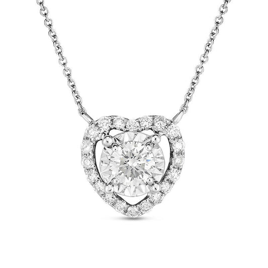 0.33 CT. T.W. Natural Diamond Heart Frame Pendant in 10K White Gold