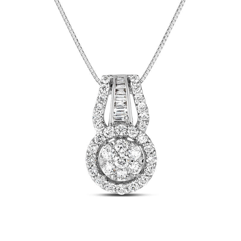 0.63 CT. T.W. Composite Natural Diamond Frame Pendant in Sterling Silver