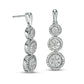 1 CT. T.W. Composite Diamond Frame Three-Stone Drop Earrings in 10K White Gold