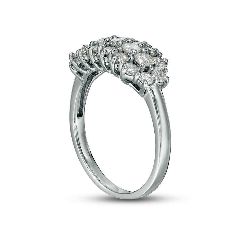 1.25 CT. T.W. Natural Diamond Multi-Row Ring in Solid 10K White Gold