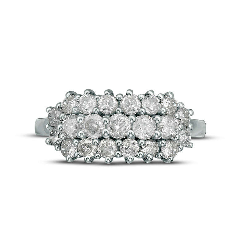 1.25 CT. T.W. Natural Diamond Multi-Row Ring in Solid 10K White Gold