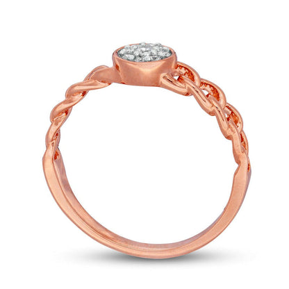 0.10 CT. T.W. Composite Natural Diamond Link Shank Promise Ring in Solid 10K Rose Gold