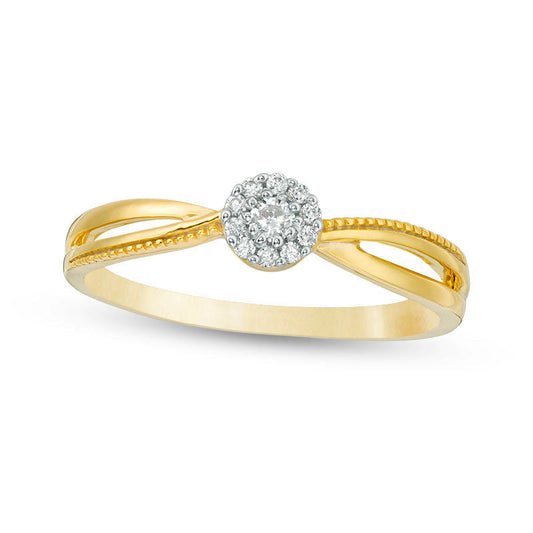 0.10 CT. T.W. Natural Diamond Antique Vintage-Style Split Shank Promise Ring in Solid 10K Yellow Gold