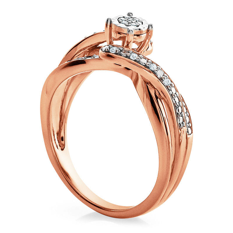 0.10 CT. T.W. Natural Diamond Composite Bypass Promise Ring in Sterling Silver and Solid 14K Rose Gold Plate