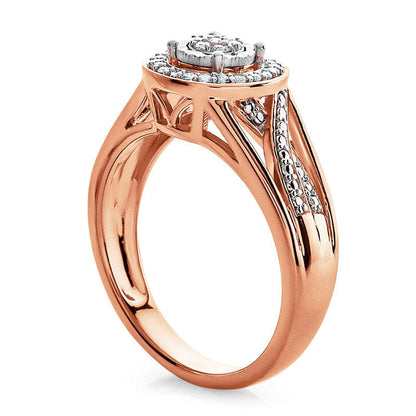 0.17 CT. T.W. Composite Natural Diamond Frame Twist Promise Ring in Sterling Silver and Solid 14K Rose Gold Plate