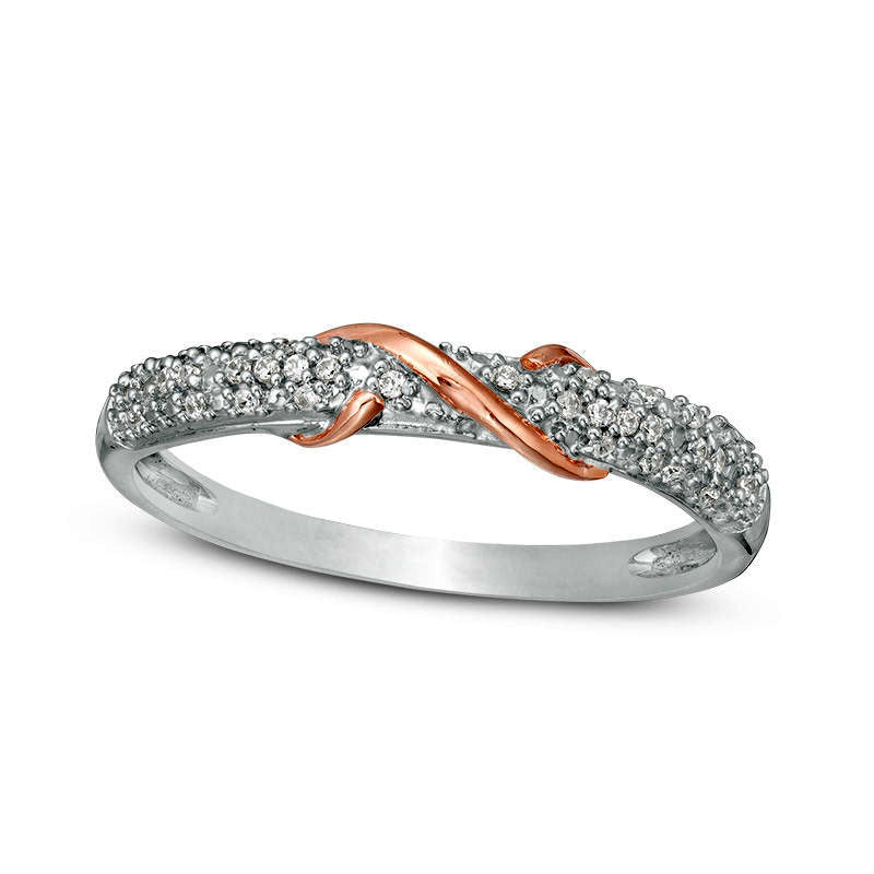 0.10 CT. T.W. Natural Diamond S" Overlay Ring in Sterling Silver and Solid 10K Rose Gold"