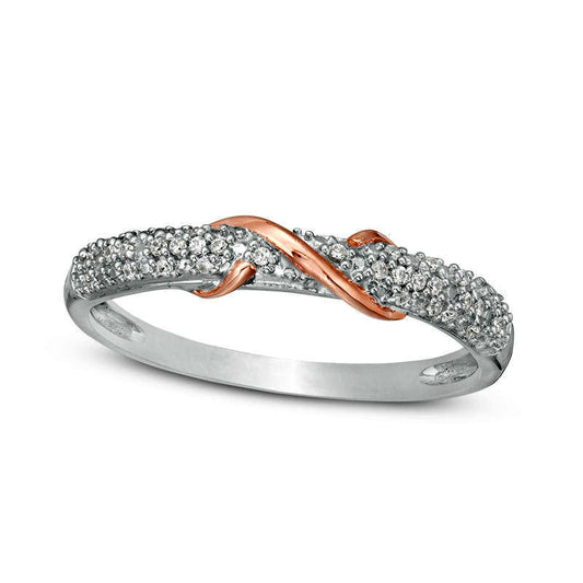 0.10 CT. T.W. Natural Diamond S" Overlay Ring in Sterling Silver and Solid 10K Rose Gold"