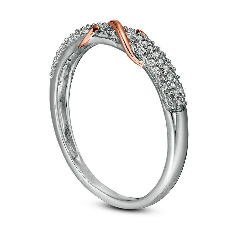 0.10 CT. T.W. Natural Diamond S" Overlay Ring in Sterling Silver and Solid 10K Rose Gold"
