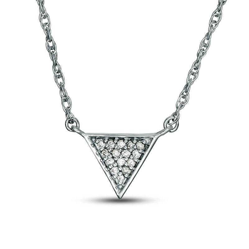 0.05 CT. T.W. Natural Diamond Triangle Necklace in Sterling Silver - 17.75
