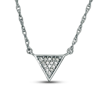 0.05 CT. T.W. Natural Diamond Triangle Necklace in Sterling Silver - 17.75