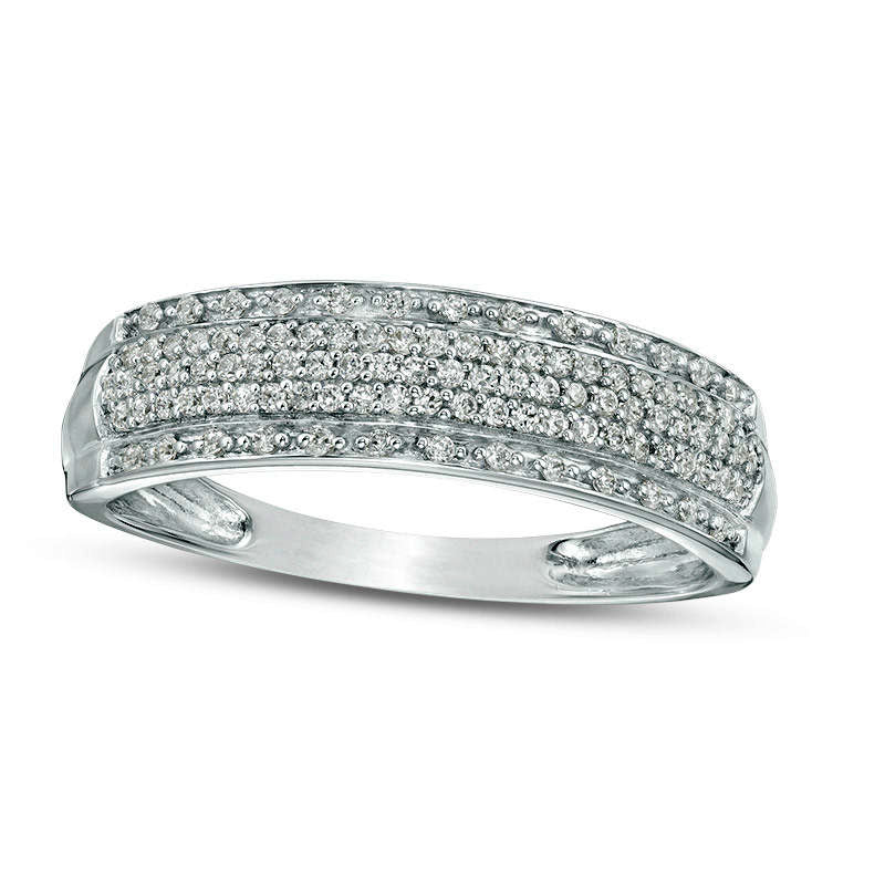 0.25 CT. T.W. Natural Diamond Multi-Row Band in Solid 10K White Gold