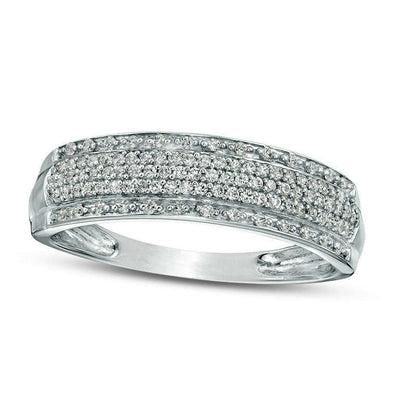 0.25 CT. T.W. Natural Diamond Multi-Row Band in Solid 10K White Gold