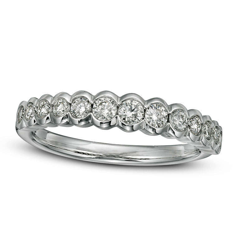 0.50 CT. T.W. Certified Natural Diamond Scallop Edge Band in Solid 14K White Gold (I/I1)