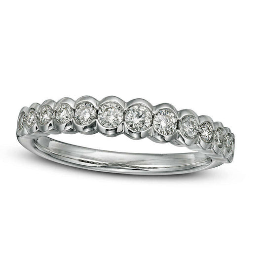 0.50 CT. T.W. Certified Natural Diamond Scallop Edge Band in Solid 14K White Gold (I/I1)