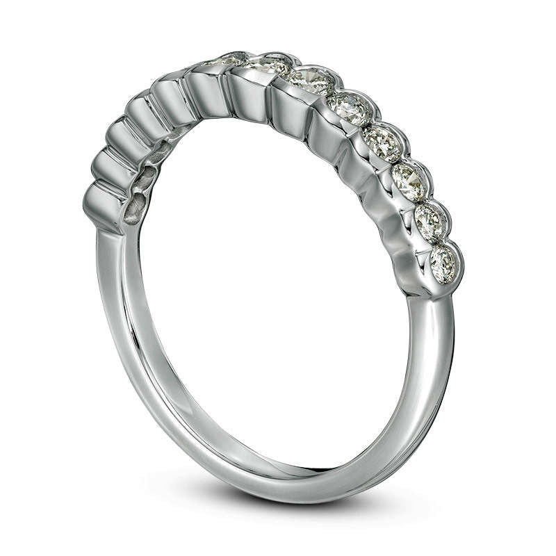 0.50 CT. T.W. Certified Natural Diamond Scallop Edge Band in Solid 14K White Gold (I/I1)