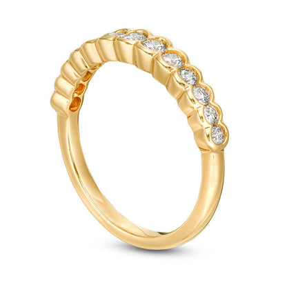 0.50 CT. T.W. Certified Natural Diamond Scallop Edge Band in Solid 14K Gold (I/I1)