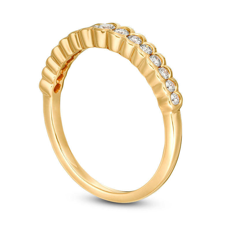 0.33 CT. T.W. Certified Natural Diamond Scallop Edge Band in Solid 14K Gold (I/I1)