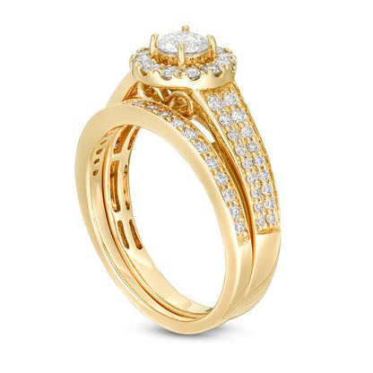 1.0 CT. T.W. Certified Natural Diamond Frame Bridal Engagement Ring Set in Solid 14K Gold (I/I1)