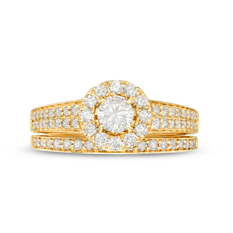 1.0 CT. T.W. Certified Natural Diamond Frame Bridal Engagement Ring Set in Solid 14K Gold (I/I1)