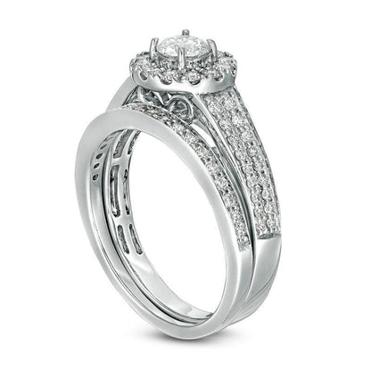 1.0 CT. T.W. Certified Natural Diamond Frame Bridal Engagement Ring Set in Solid 14K White Gold (I/I1)