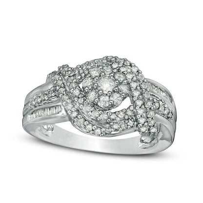 0.75 CT. T.W. Composite Natural Diamond Bypass Engagement Ring in Sterling Silver