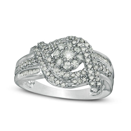 0.75 CT. T.W. Composite Natural Diamond Bypass Engagement Ring in Sterling Silver
