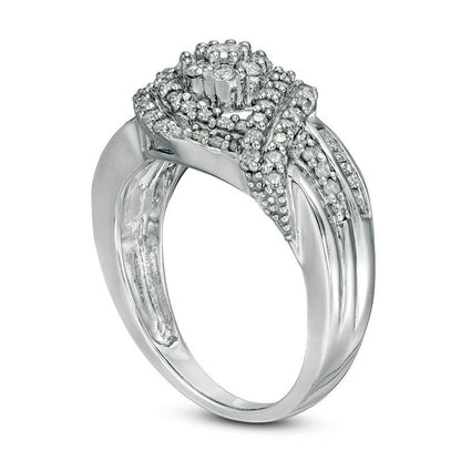 0.75 CT. T.W. Composite Natural Diamond Bypass Engagement Ring in Sterling Silver