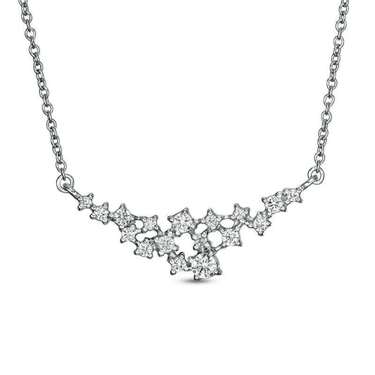 0.25 CT. T.W. Natural Diamond Scatter Necklace in 10K White Gold - 16