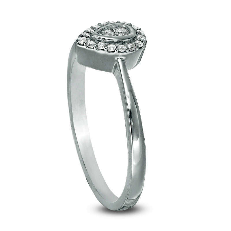 0.13 CT. T.W. Natural Diamond Teardrop-Shaped Frame Ring in Sterling Silver