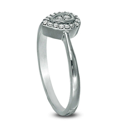 0.13 CT. T.W. Natural Diamond Teardrop-Shaped Frame Ring in Sterling Silver