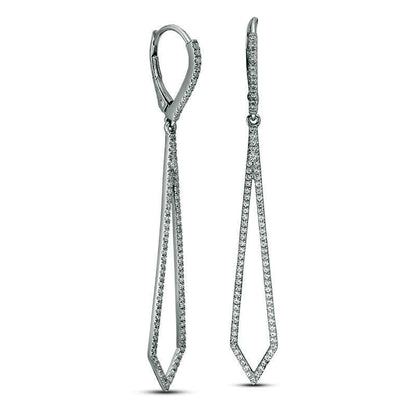 0.63 CT. T.W. Diamond Elongated Kite-Shaped Drop Earrings in Sterling Silver