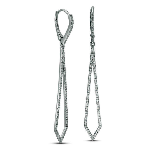 0.63 CT. T.W. Diamond Elongated Kite-Shaped Drop Earrings in Sterling Silver