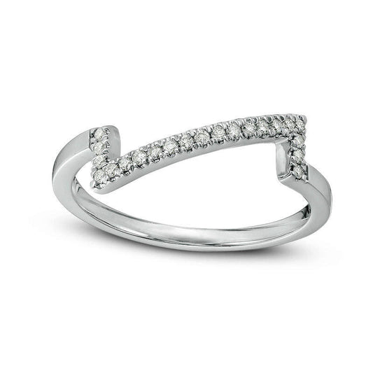ZALES x SCAD 0.07 CT. T.W. Natural Diamond Sideways Z" Ring in Sterling Silver"