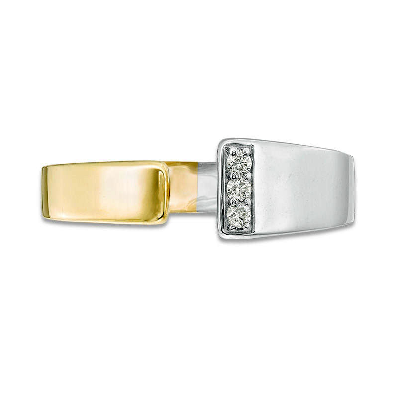 ZALES x SCAD 0.05 CT. T.W. Natural Diamond Three Stone Tapered Open Ring in Solid 10K Two-Tone Gold