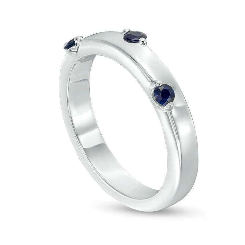ZALES x SCAD Blue Sapphire Three Stone Scatter Ring in Sterling Silver