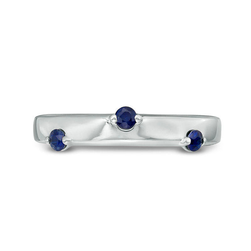 ZALES x SCAD Blue Sapphire Three Stone Scatter Ring in Sterling Silver