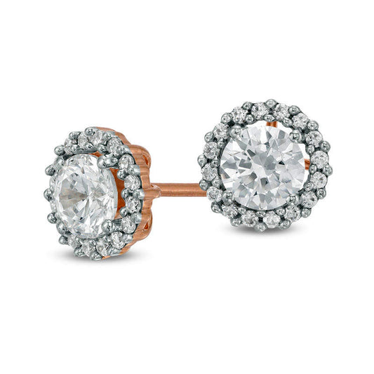 0.5 CT. T.W. Diamond Flower Frame Stud Earrings in 14K Rose Gold