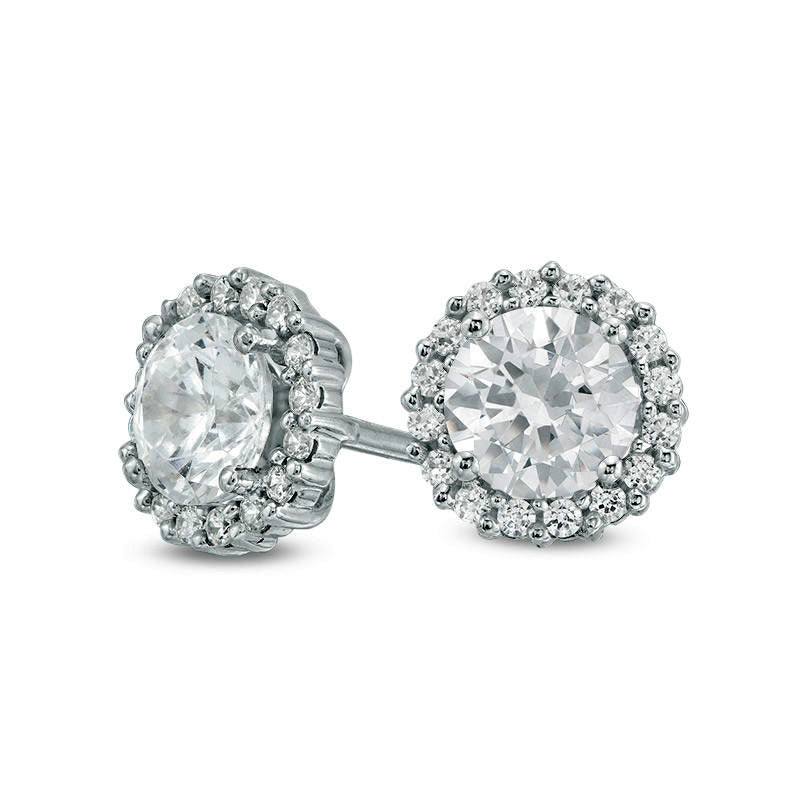 1 CT. T.W. Diamond Frame Stud Earrings in 14K White Gold