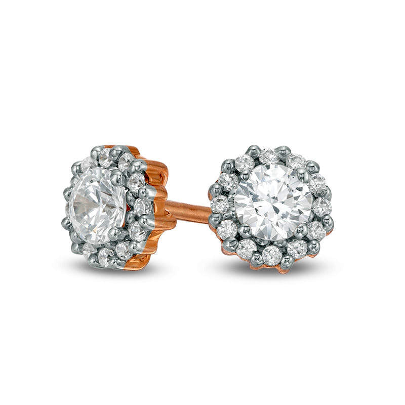 1 CT. T.W. Diamond Frame Stud Earrings in 14K Rose Gold