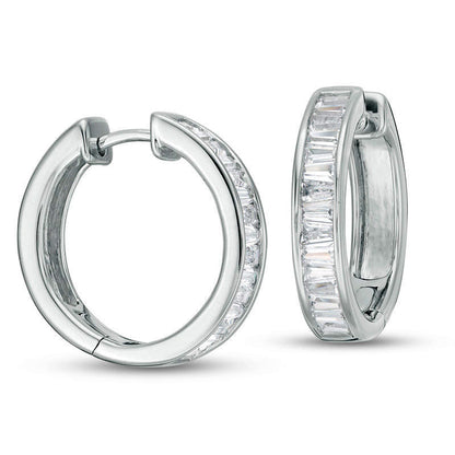 1.63 CT. T.W. Baguette Diamond Hoop Earrings in 14K White Gold