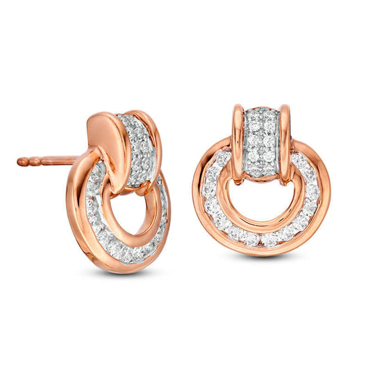 0.5 CT. T.W. Diamond Doorknocker Stud Earrings in 14K Rose Gold